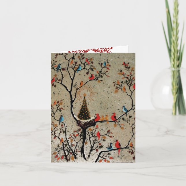 Árvore de Natal Ninho ~ Cartões (Frente)