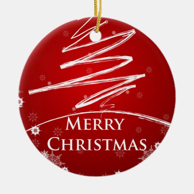 Árvore de Natal no ornamento vermelho da arte (Frente)