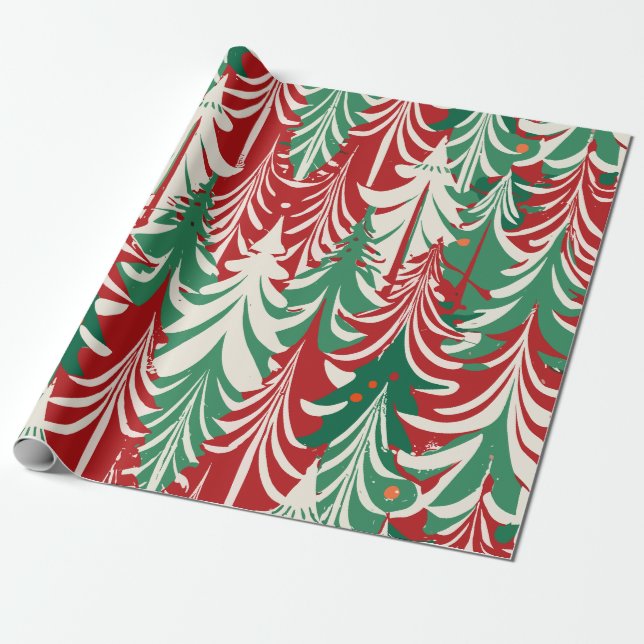 Árvore de Natal Papel de embrulho de padrão modern (Desenrolado)