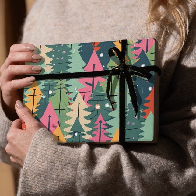 Árvore de Natal Papel de embrulho de padrão modern (Criador carregado)