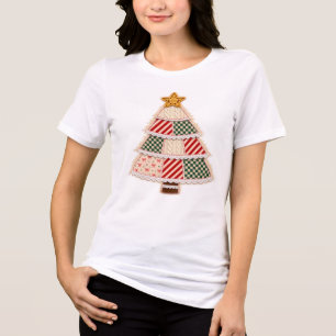 Árvore de Natal Patchwork Design de Fazenda Vintag