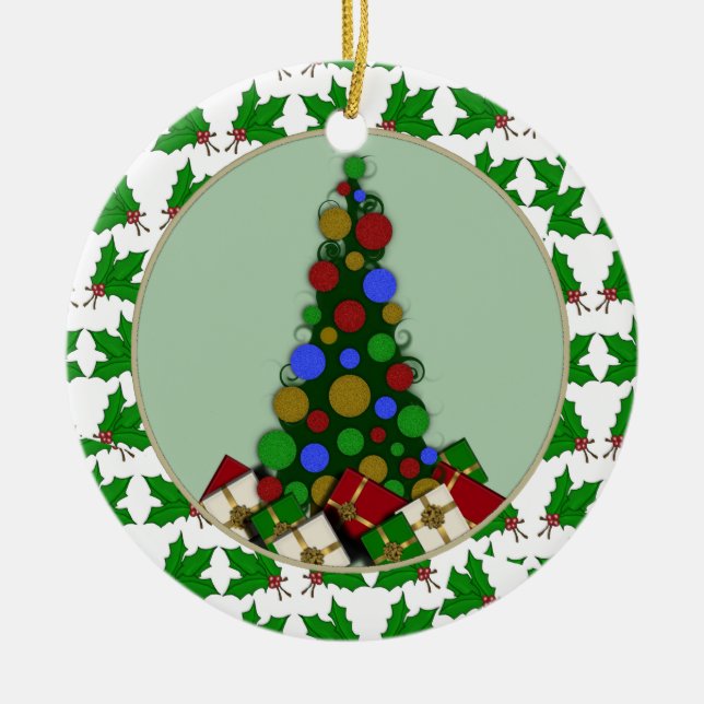 Árvore de Natal Personalizada e Ornamento Holly (Frente)
