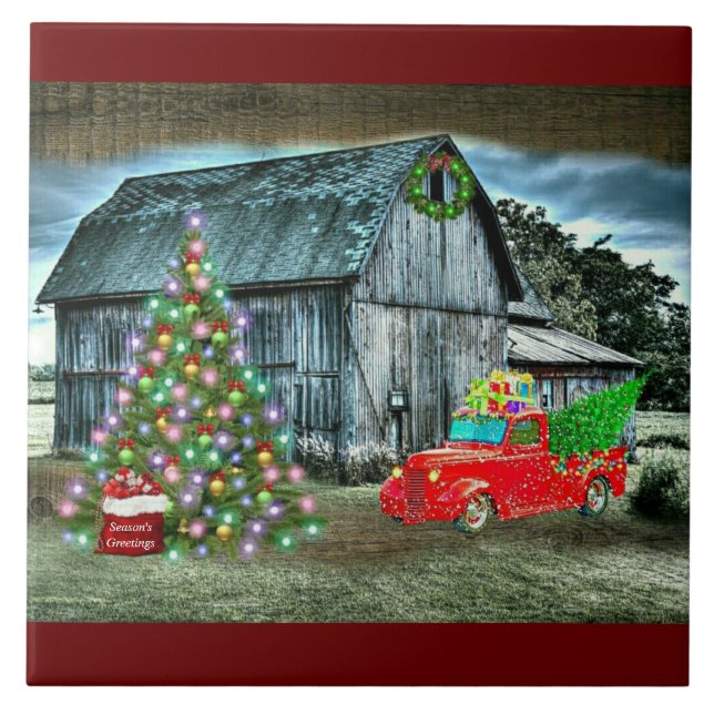Árvore de Natal Russo do Barn de Natal na Fazenda (Frente)