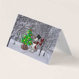 Árvore de Natal, Snowman, Cartão de Dobra de Cen