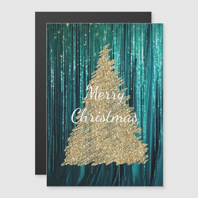 Árvore de Natal verde pinheiro azul dourado com pu (Frente/Verso)