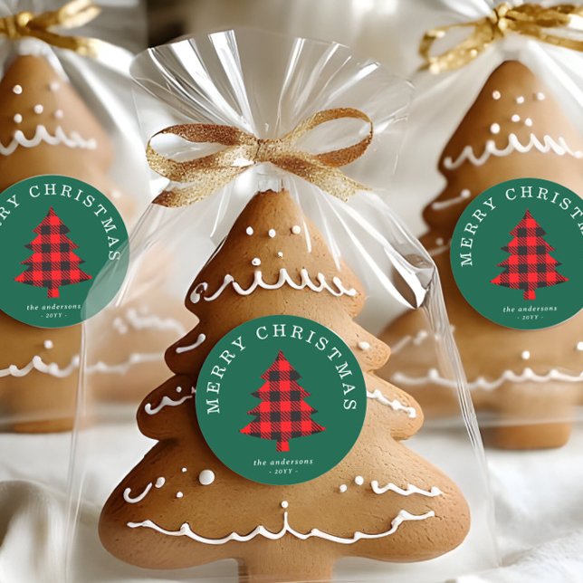 Árvore de Natal Vermelha e Verde Clássica Adesivo (Criador carregado)