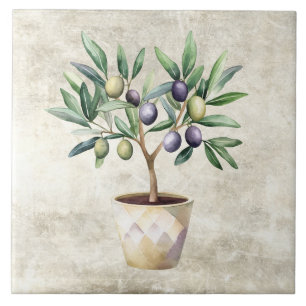 Árvore de oliveira em aquarela textura falsa tosca