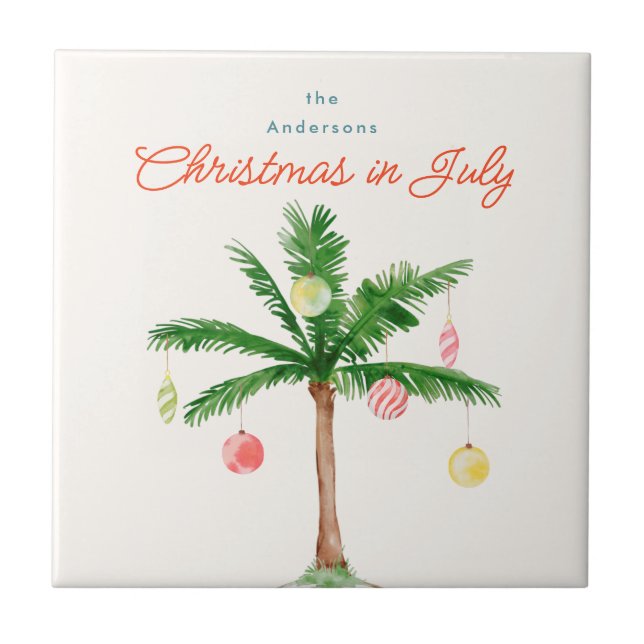 Árvore de Palma de Aquarela Natal em julho Festa d (Frente)