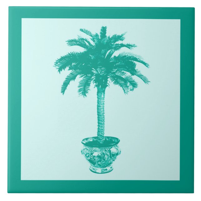 Árvore de Palma Potada - turquesa e aqua (Frente)