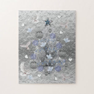 Árvore de Prata Azul Quebra-cabeça de Natal