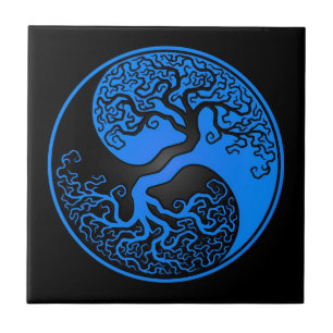 Árvore de vida azul e preta Yin Yang