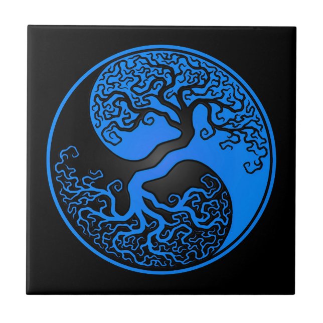 Árvore de vida azul e preta Yin Yang (Frente)