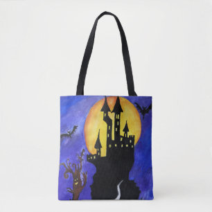 Árvore do Castelo de Halloween Desenhando Tote Bag