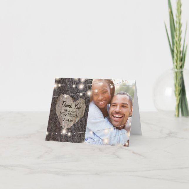 Árvore do Coração Talhado Agradecimento de Casamen (Frente)