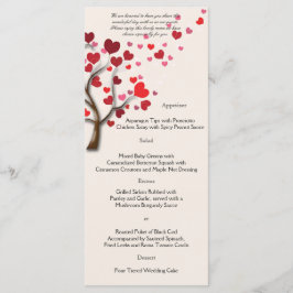 Árvore do Coração Vermelho no Menu Casamento de Ma