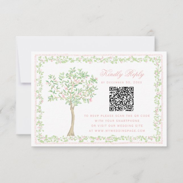 Árvore Doce Rubor Floral com Moldura RSVP Código Q (Frente)