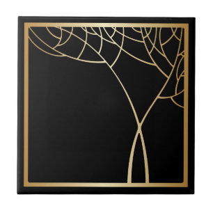 Árvore dourada do estilo Art deco com quadro a pre