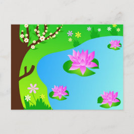 Árvore e lagoa - Cartão postal