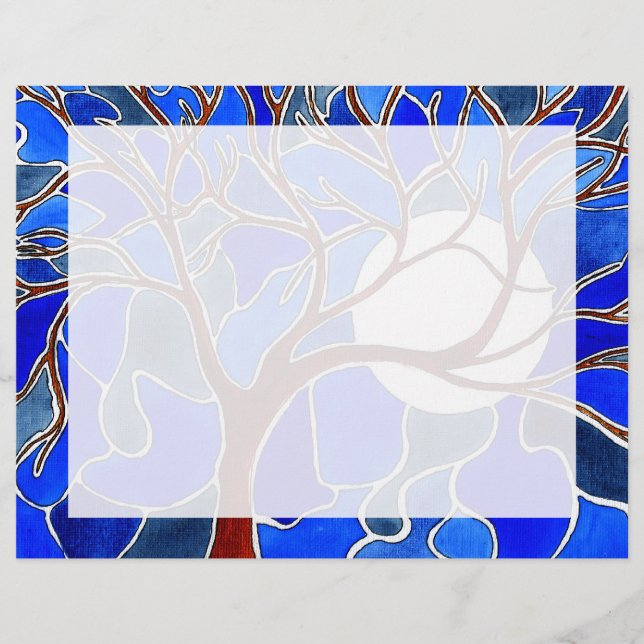 Árvore e Lua na Canvas - Azul (Frente)