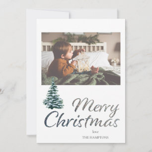 Árvore Feliz de Natal e Cartão com fotos Glitter S