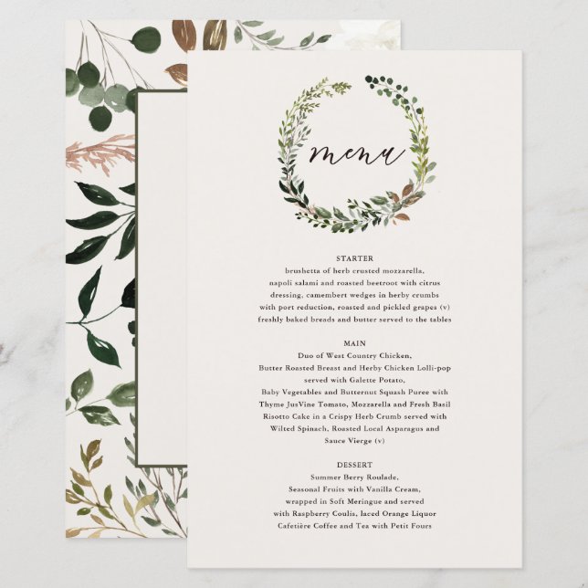 Árvore floral russa e cupinzeiros de estábulo menu (Frente/Verso)