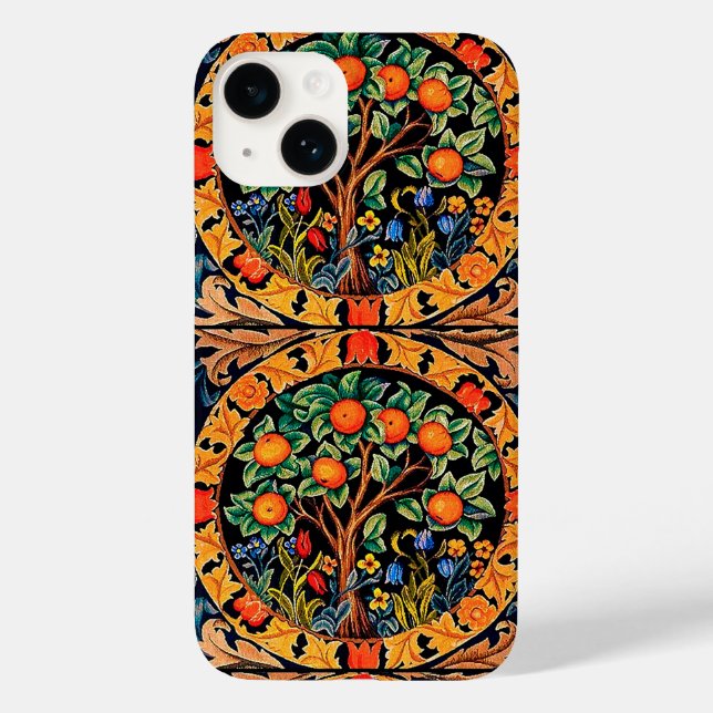 ÁRVORE LARANJA COM FOLHAS VERDES, FLORES (Verso)