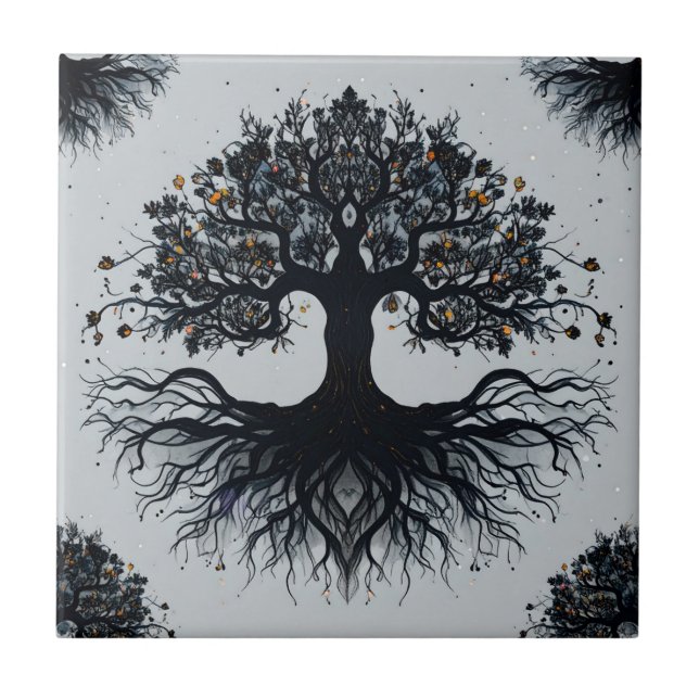 Árvore Mística de Arte do Azulejo de Vida (Frente)