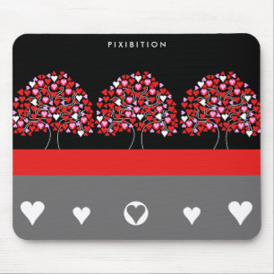 Árvore Mousepad branco preto vermelho do coraçã