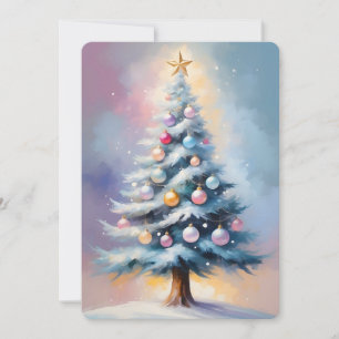 Árvore natalícia com bolas de cor roxa/azul Cartão