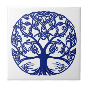 Árvore Nó Celta de Azul-Vida em Branco