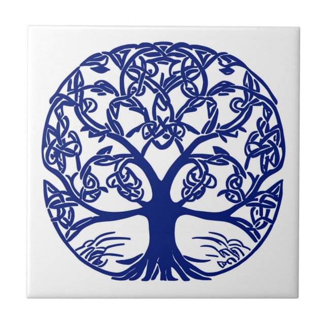 Árvore Nó Celta de Azul-Vida em Branco (Frente)