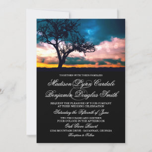 Árvore no Convite de Casamento Sunset