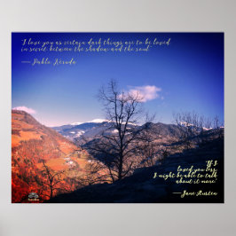 Árvore, nuvem, montanhas com aspas Poster