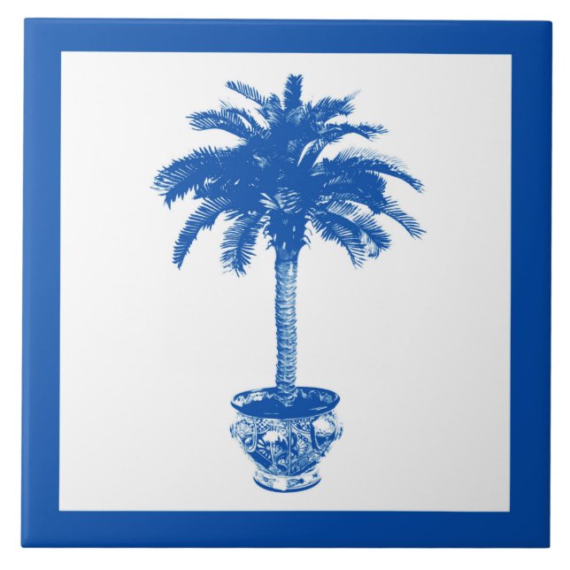 Árvore Palm Potente - azul de cobalto e branco (Frente)