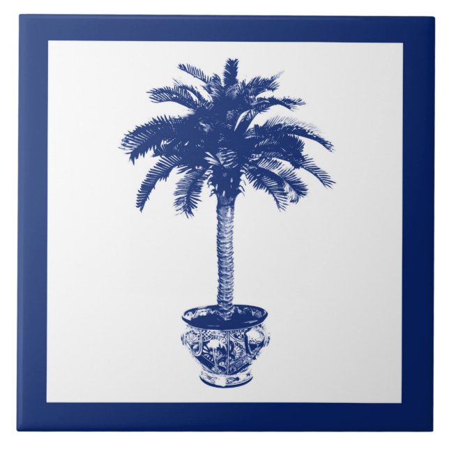 Árvore Palm Potente - marinho azul e branco (Frente)