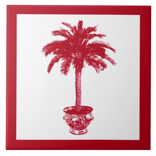 Árvore Palm Potente - vermelho e branco profundos (Frente)