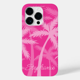 Árvore Palm Rosa Quente Magenta Fuchsia Monograma