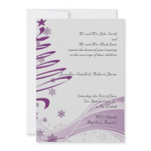 Árvore roxa e flocos de neve que Wedding o convite
