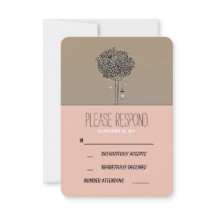 Árvore rupestre e cartão RSVP de casamento de maso