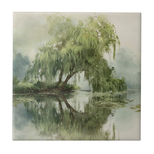 Árvore Salgueiro Serena Reflexão Arte da Natureza  (Frente)