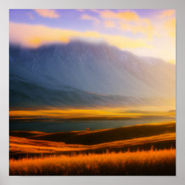 Árvore solitária pela Poster da montanha