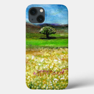 ÁRVORE SOLITÁRIO NO CAMPO DE FLOR AMARELO,