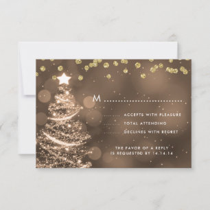 Árvore Sparkle RSVP de Casamento de Natal Dourada