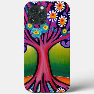 Árvore Whimsical Colorida Foley Art Style