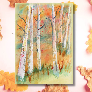 Árvores Aspen Outono Aquarela Cartão em Branco