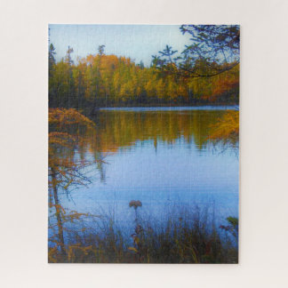 árvores através de um lago no quebra-cabeça da