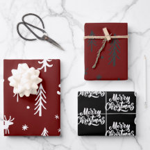 Árvores brancas Ilustrações Padrão de Natal Vermel