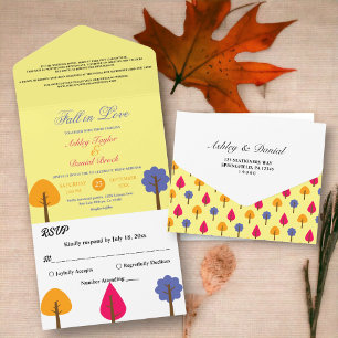 Árvores Coloridas Elegantes Caem no Amor Casamento