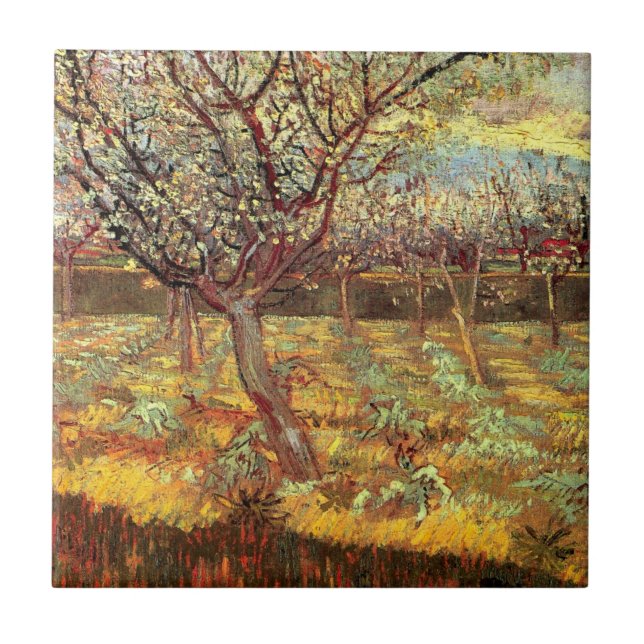 Árvores de damascos no Flor por Vincent van Gogh (Frente)