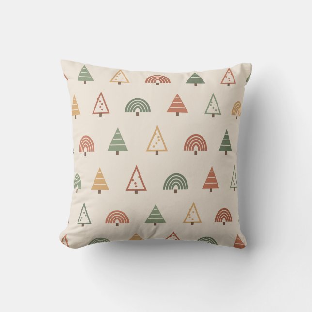 Árvores de Natal Boho Almofada de Lançamento Terra (Frente)